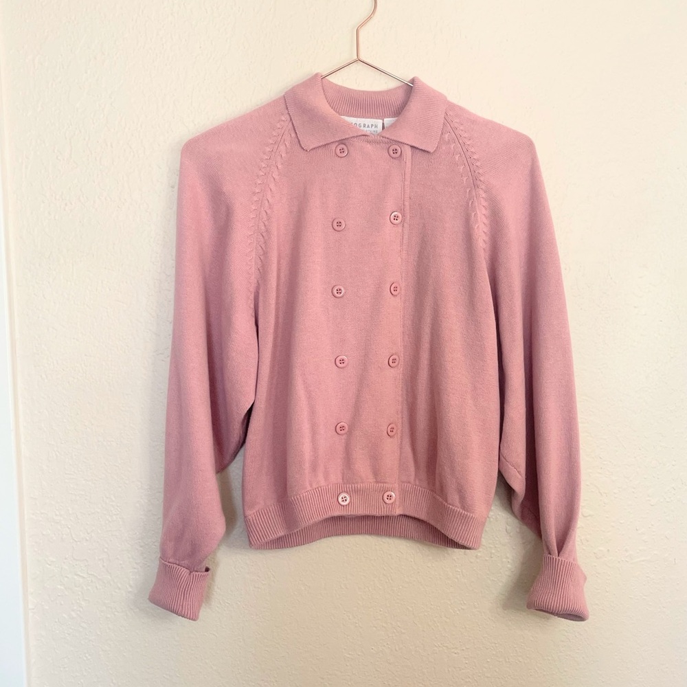 Vintage Pink Cardigan Hong Kong Soft Knit Coquette Cottagecore Medium